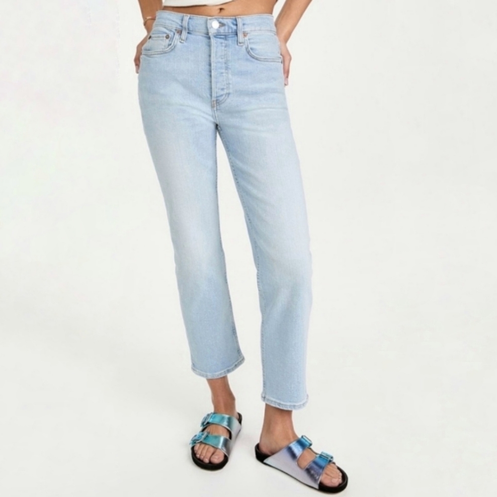 Re/Done NWT 70s Stove Pipe River Fade Button Fly Denim Jeans